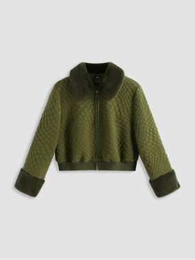 Fux fur collar olive green jacket. NTW. No imperfections.